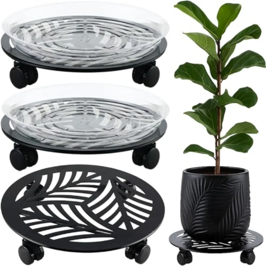 

Packs Inch Large Metal Plant Caddy with PU Wheels Heav-duty Rolling Plant Stands Indoor Outdoor Wheeled Plant Dolly Coasters Fl