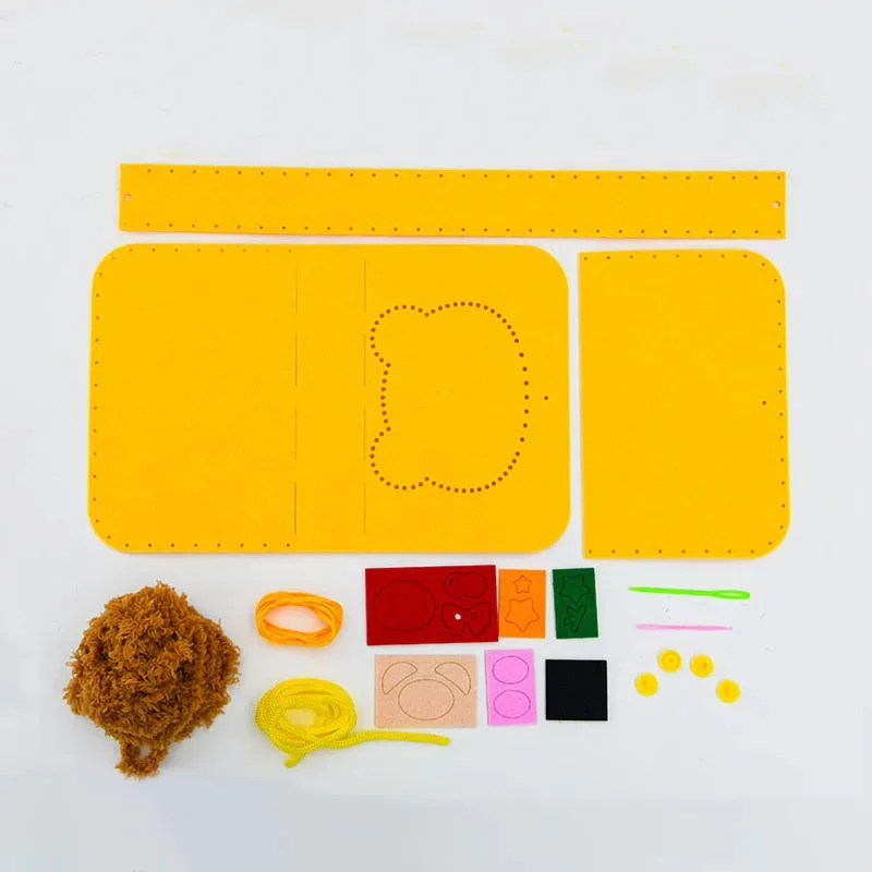 Creative Hand Sewn Handbag Material Kits for Kids Children Beginner DIY Felt Animal Bag Threading Sewing Learning Craft Toys