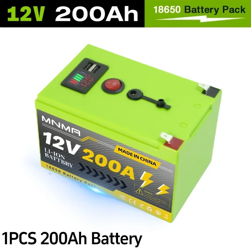 LiFePO4 Deep Cycle Lithium-batterij 12V 200Ah, 4000+ cycli oplaadbare batterij voor zonne-/windenergie, kleine UPS, verlichting, en meer