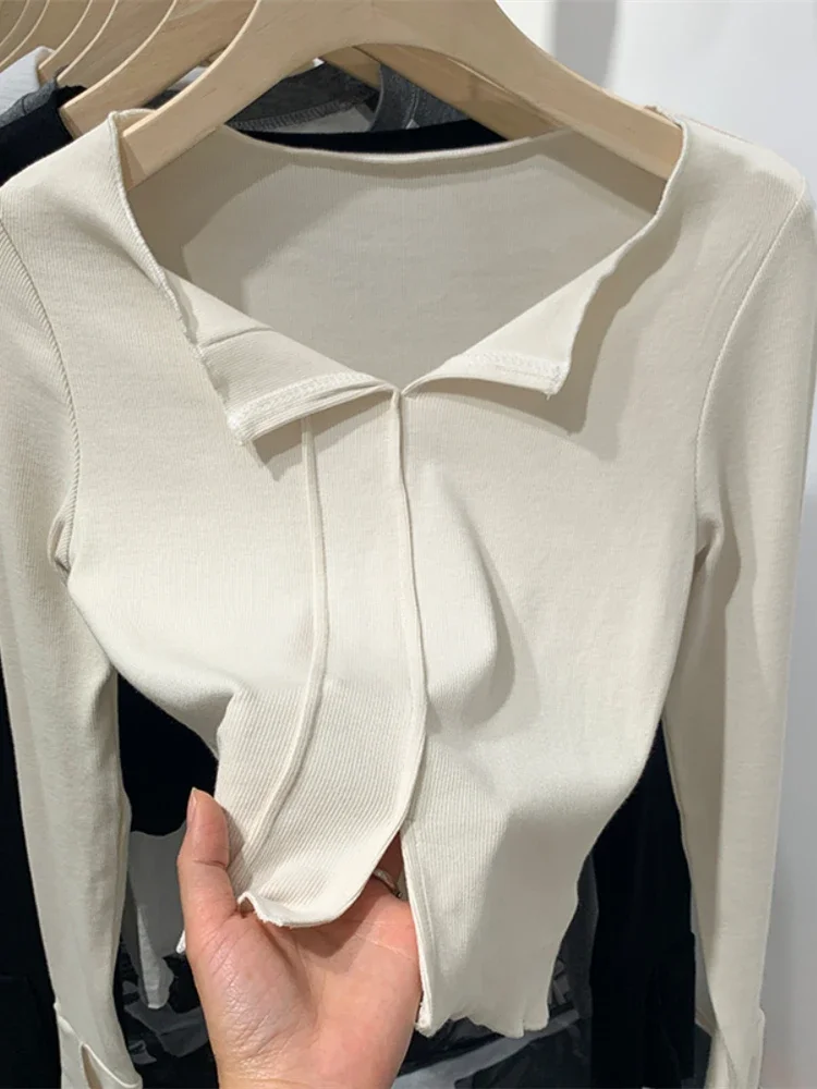 

New Spring Top Sexy T Shirt Women Elasticity T-Shirt Summer Tee Woman Clothes Slim Tshirt Female Skinny Cotton Long Sleeve Tops