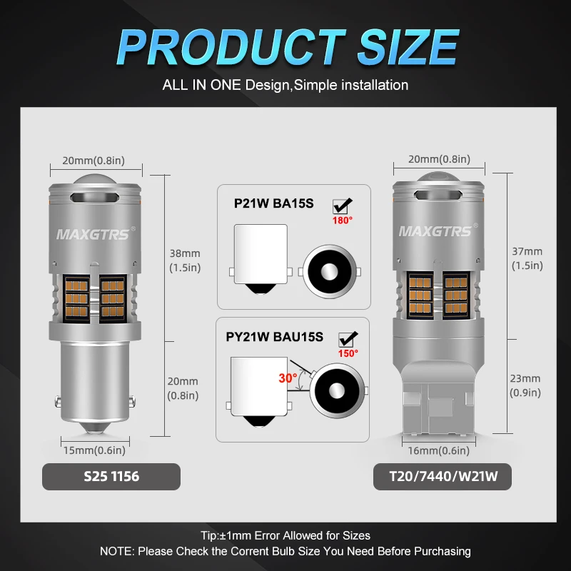 2X супер яркий P21W PY21W светодиодный Canbus без ошибок 26W BA15S 1156 3000Lm BAU15S нет гипер-вспышки Янтарный поворотный сигнал лампа 2016 чип объектив