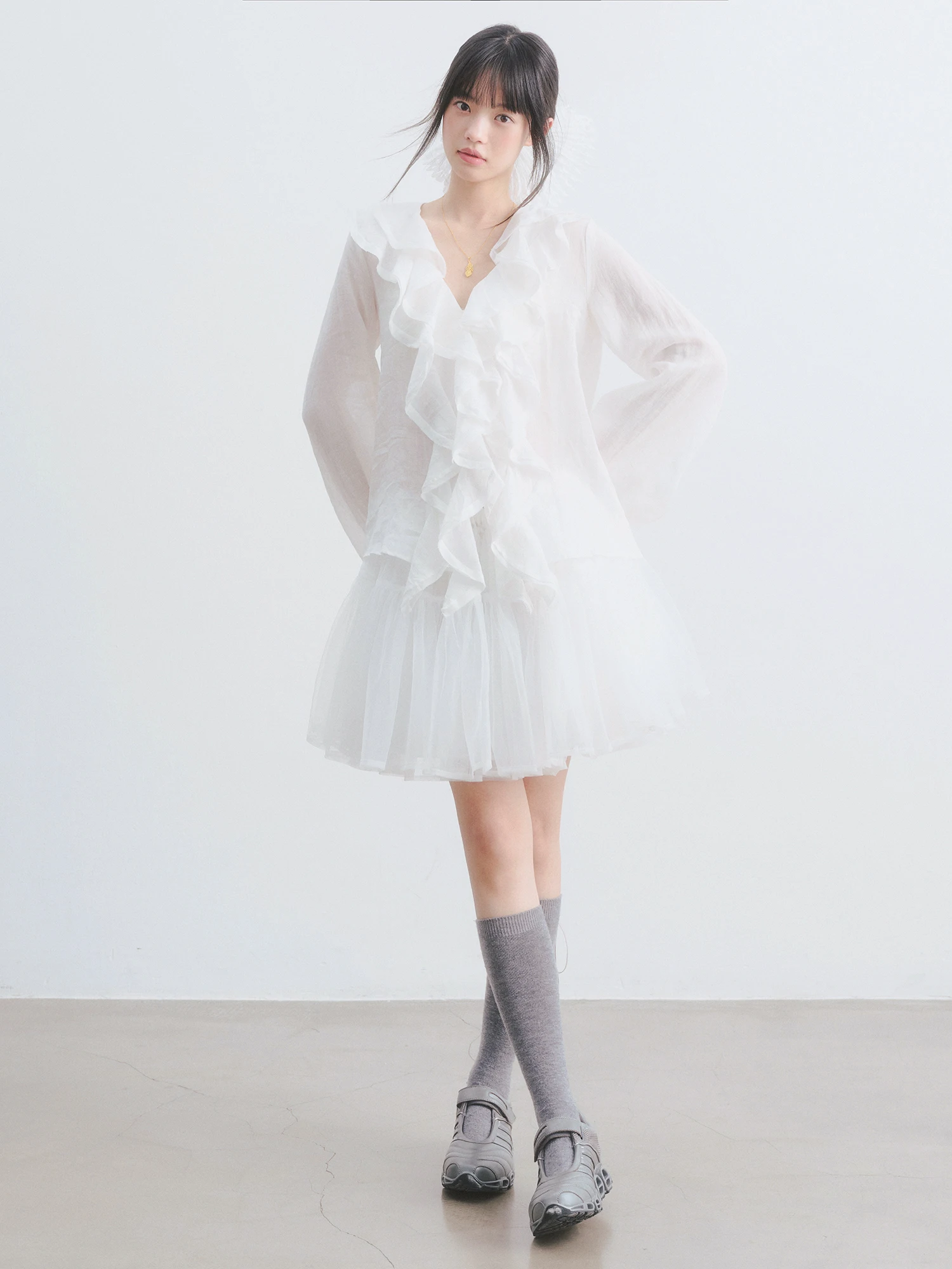 

Белая тюлевая юбка А-силуэта Dirl, пышная короткая юбка для девочек, эффект мягкой дуновки, балетный стиль, с высокой талией, из нейлоновой ткани