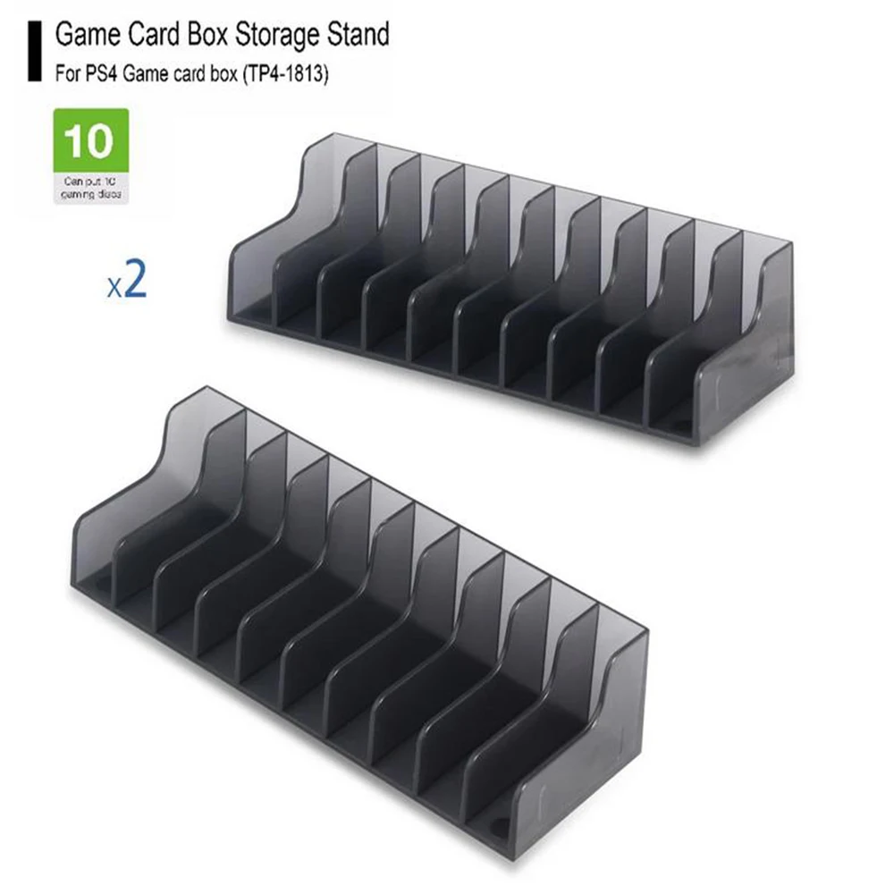 حامل تخزين قرص الألعاب PS4/Slim/Pro 10، حامل صندوق ألعاب صلب أسود لملحقات ألعاب PS4، قطعتان.