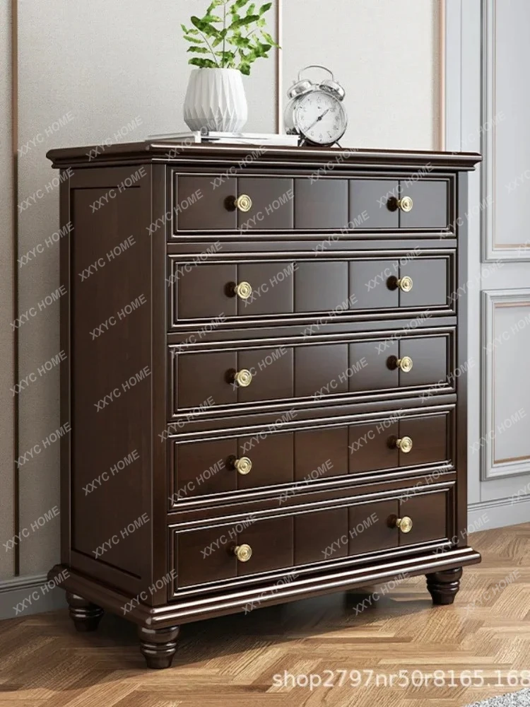 Solid Wood Chest of Drawers Clothes Closet Wall Cabinet Bedroom Storage Bed Front Cabinet