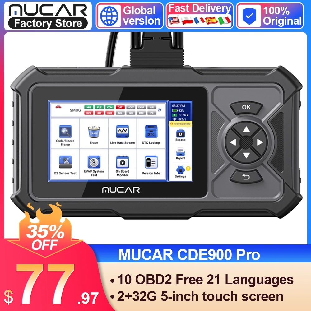 MUCAR CDE900 PRO OBD2 Scanner Diagnostic Scan Tool Full OBDII Car Code Reader Car Scanner Automotive Diagnostic Tools DTC LOOKUP