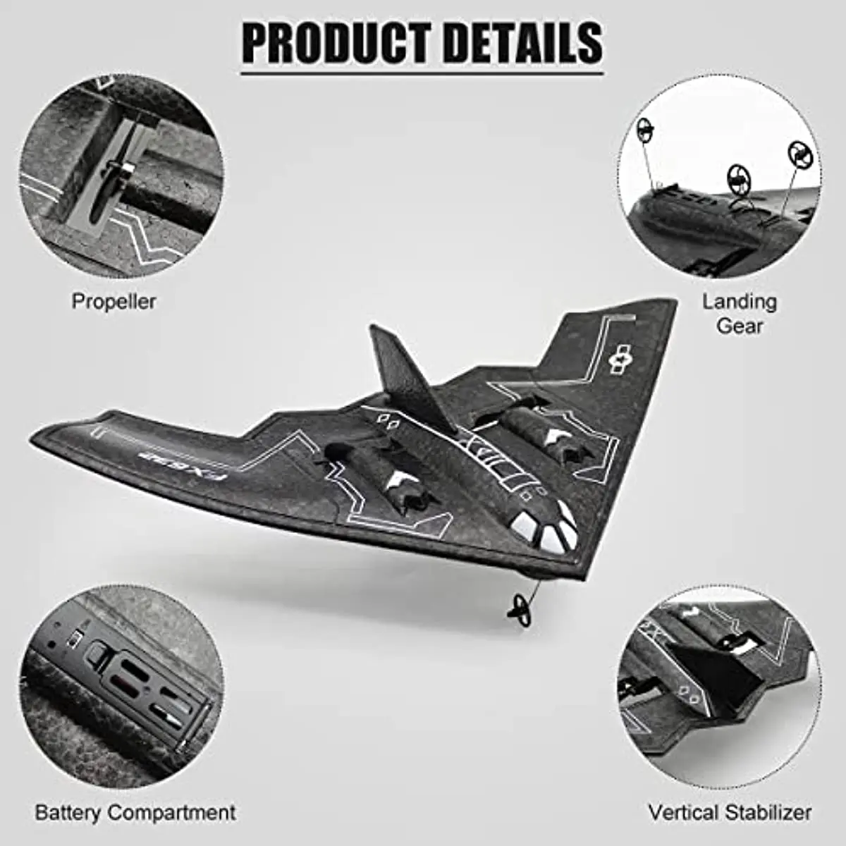 RC Airplane Remote Control B-2 Spirit Stealth Bomber Plane 2.4Ghz 2CH Foam Drone Ready To Fly Aircraft Toy for Kids and Adults