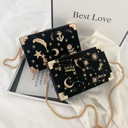 Velvet Small Square Bag For Women 2024 New Korean Embroidery Fashion Versatile Chain Single Shoulder Messenger Box Bag