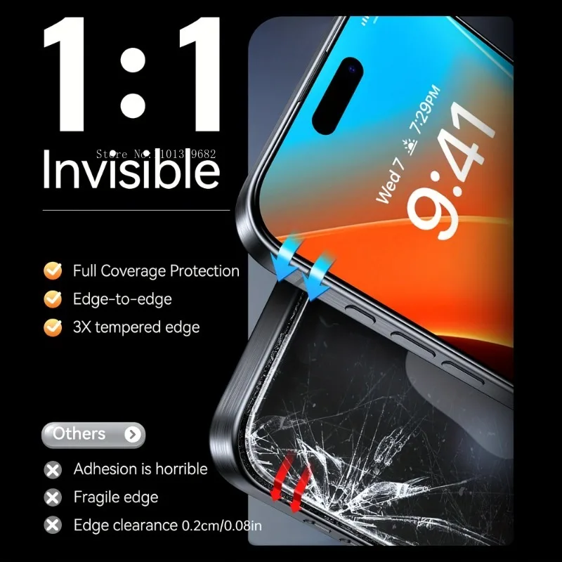 2Pack Screen Protector for iPhone 16 15 14 13 12 11 Pro Max Plus XR XS Max Easy Install Bubble-Free Integrated Dust Removal Tool