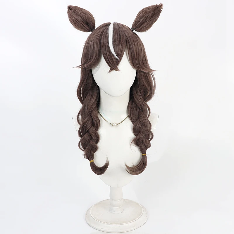Umamusume Pretty Derby Curren Bouquetd'or Cosplay Pruik Dubbele Vlechten Bruine Oren en Staart Vrouwen Anime Halloween Party Kostuum Prop