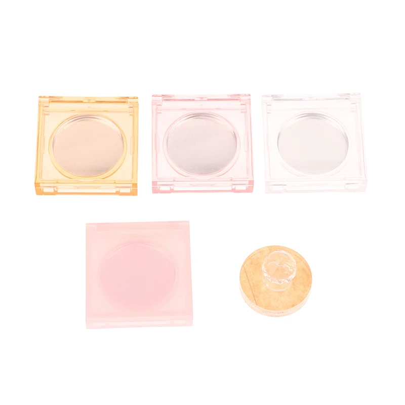 Kwadratowe pudełko na perfumy w kremie róż do policzków rozświetlacz korektor pusta obudowa z aluminiową płytką plastikowy pojemnik na kosmetyki przezroczysta kosmetyczka