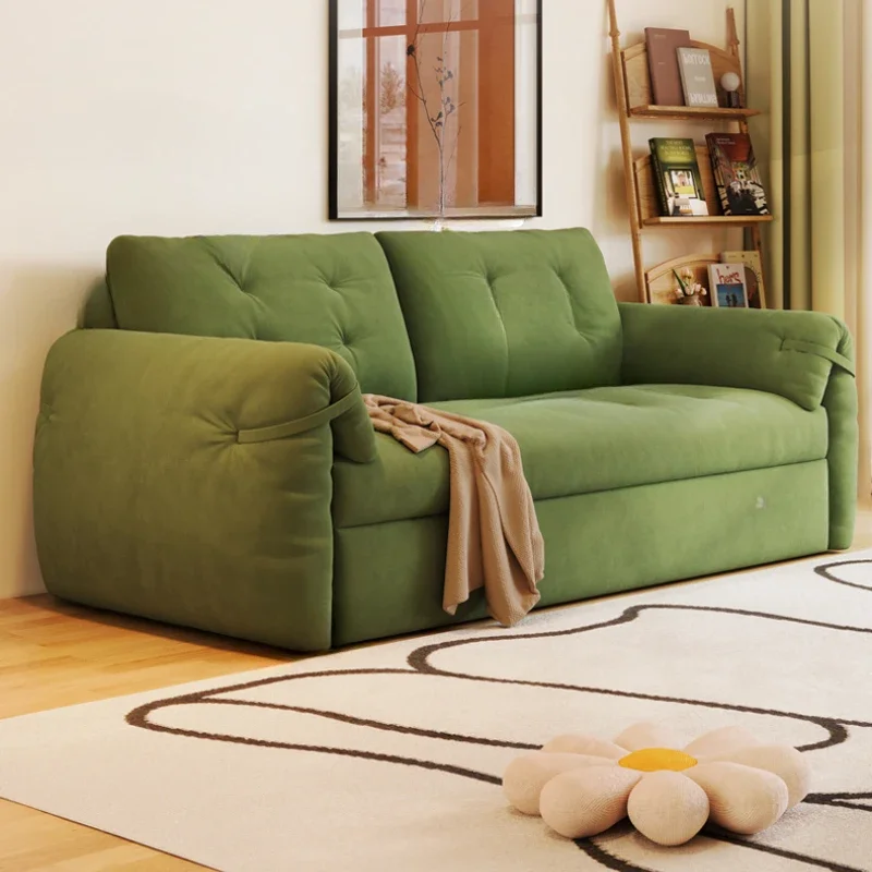 Modern Velvet Green Sofa Bed European Designer Double Living Room Couch Puffs Bedroom Lounge Divano Soggiorno Home Furniture