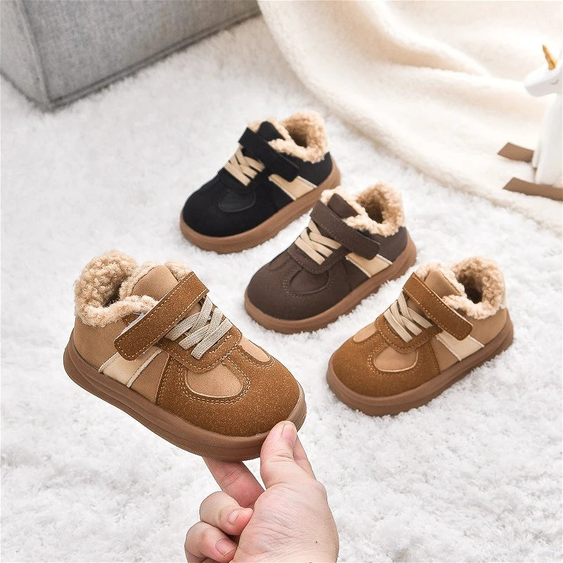 

Новая зимняя повседневная обувь для мальчиков, модный тренд, классический дизайн, нескользящая детская хлопковая обувь, теплые теплые детские зимние кроссовки на меху