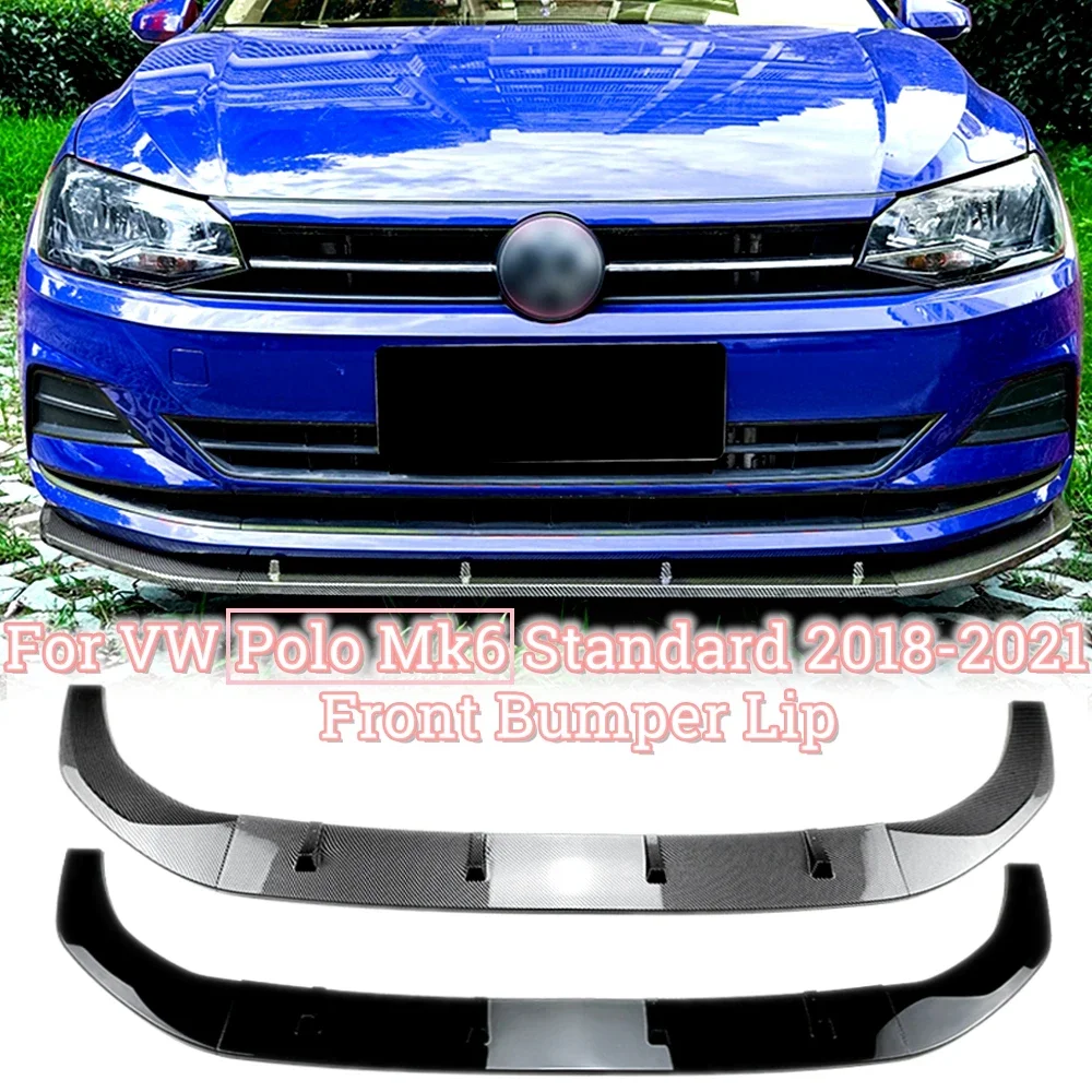 

Car Front Bumper Spoiler Lip For Volkswagen VW Polo MK6 Virtus 2018-2023 Lower Splitter Diffuser Exterior Body Kits Carbon Look