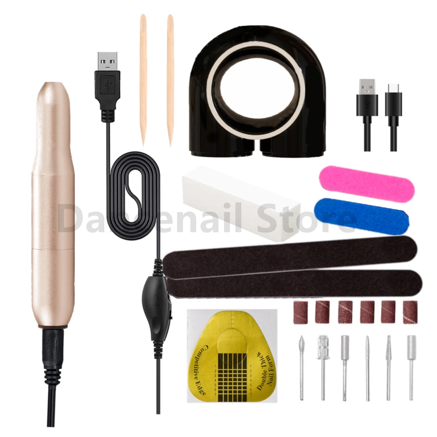 

7-in-1 Nail Art Tool Set with Lamp Drill Pen Machine for Acrylic Nails Home Salon Polish Pedicure Manicure Remove Grinder Buffer