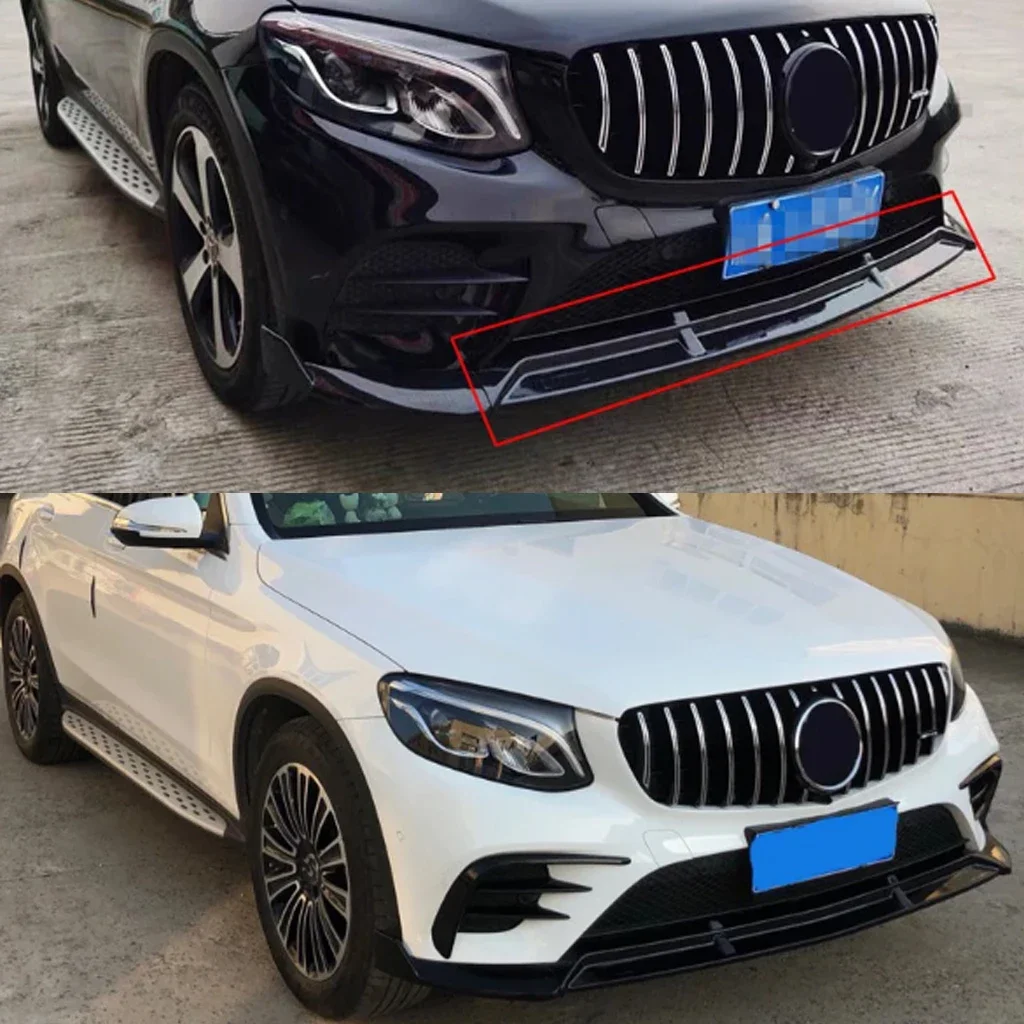 Front Bumper Lip for Mercedes Benz GLC X253 C253 Coupe GLC200 GLC260 GLC300 2016-2019 Body Kit Spoiler Splitters Trim