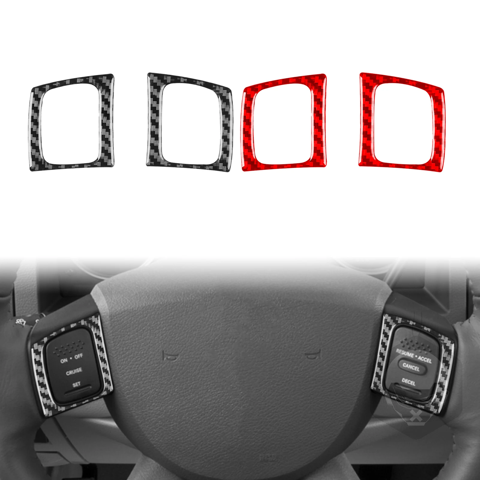 

For Dodge Durango 2004 2005 2006 2007 Accessories Carbon Fiber Car Interior Steering Wheel Button Frame Trim Sticker