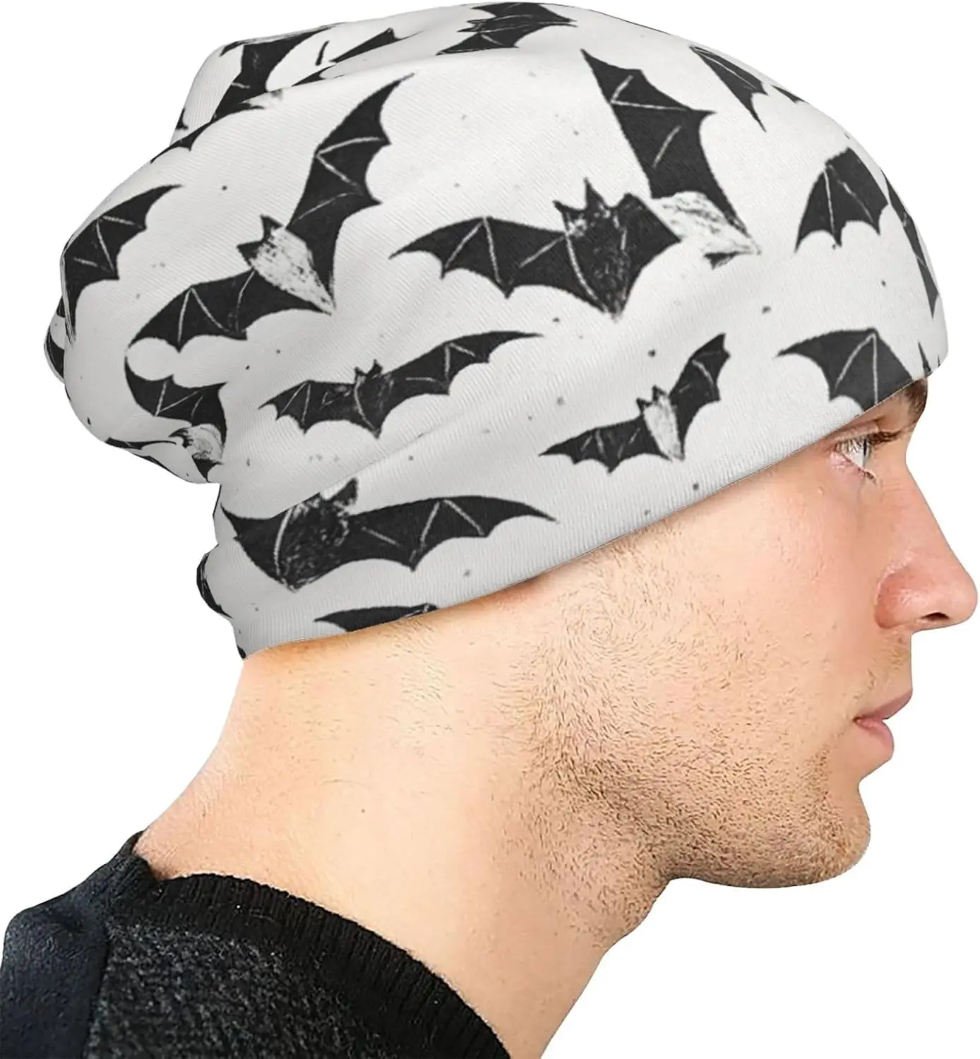 Bear Deer Bird and Tree Silhouette Knitted Hats Cuffed Beanie Skull Cap Unisex Soft Warm Winter Knit Cap