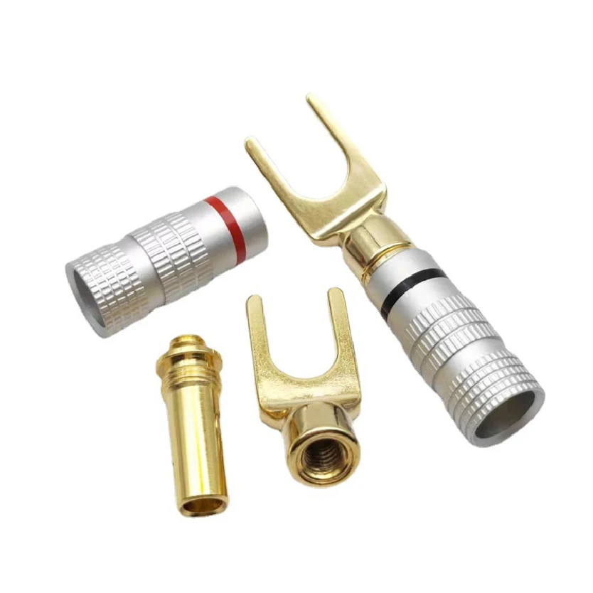 Y-shaped Banana Speaker Plug Horn Connector Gold-plated Wiring Fork