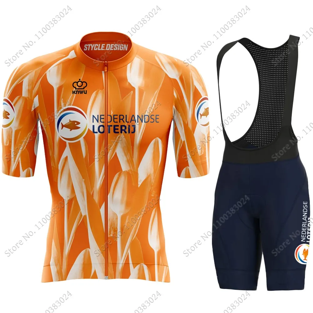 2023 Netherlands National Team Cycling Jersey Set Bicycle Clothing Road Bike Shirts Suit Bicycle Bib Shorts MTB Ropa Maillot