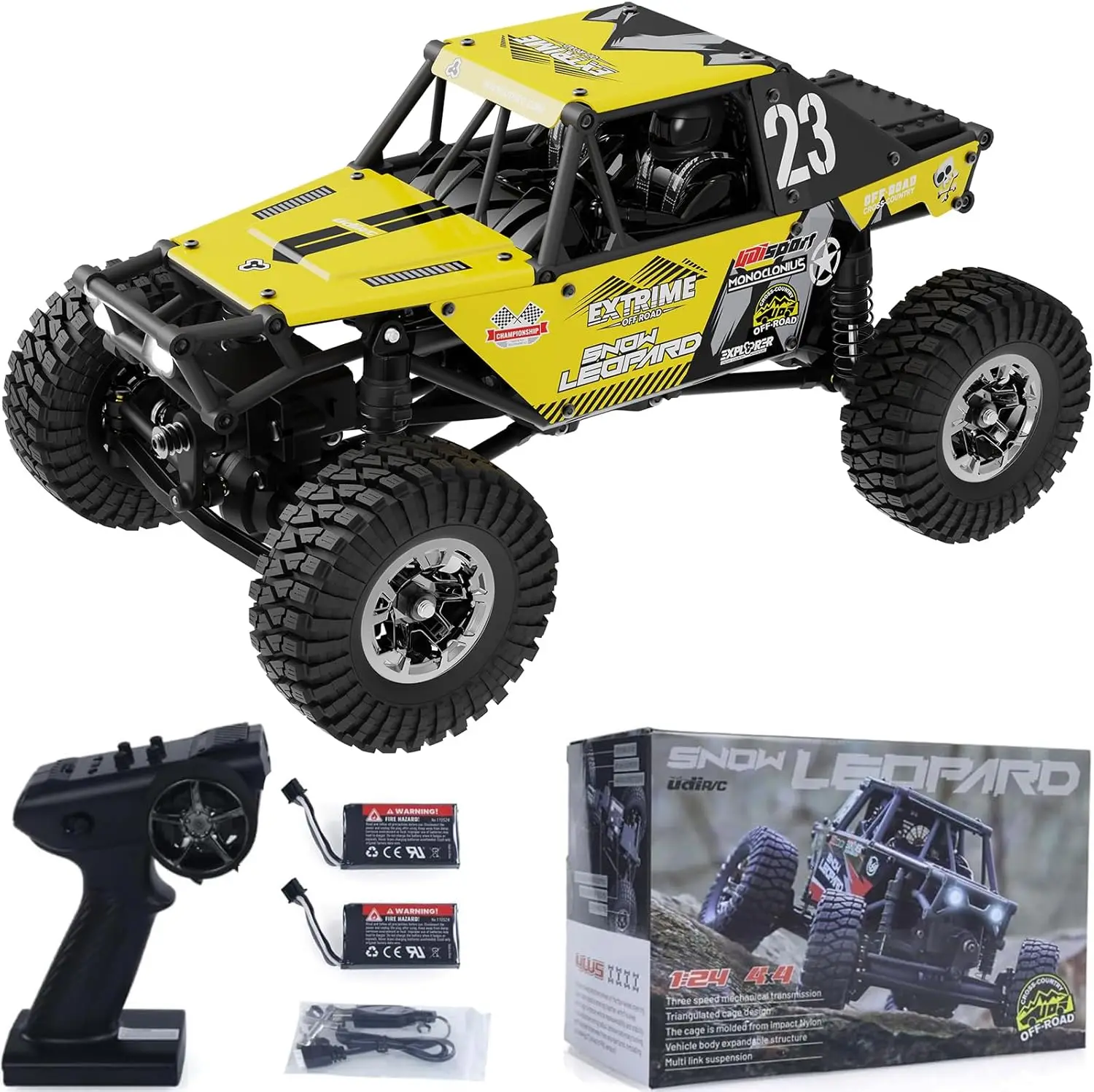 UDI RC UCX2405PRO 1/24 Scale 4WD Mini Crawler Car Brushless Motor 4-Wheel Steering 3-Speed Transmission RTR Toy Yellow