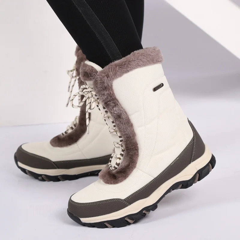 2023 New Winter Snow Boots Women's Waterproof Anti-skid Outdoor Snowboard Boots High Boots Fashion Warm Fleece Hiking Boots