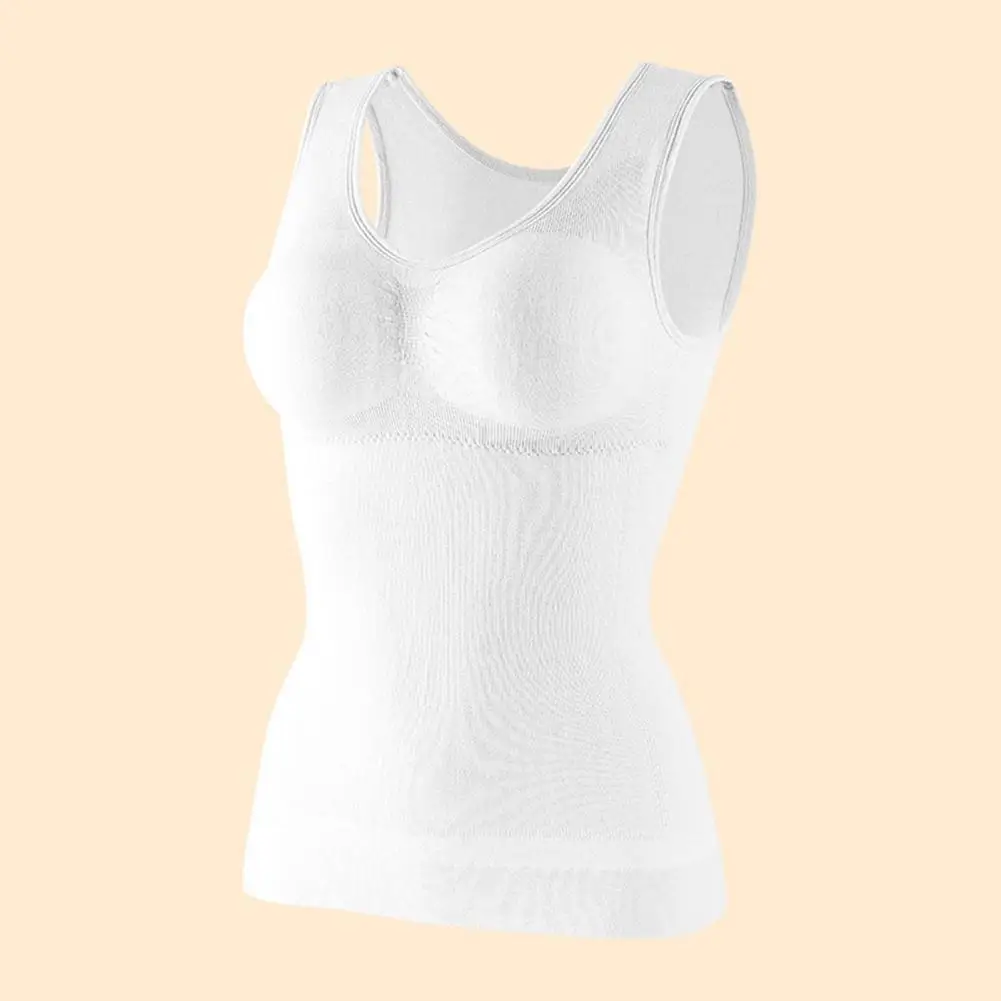 Seamless Body Shaper Bra Tank Top Women Tummy Control Removable Pad Wide Shoulder Strap Underwear Slimming Vest Corset Shapewear