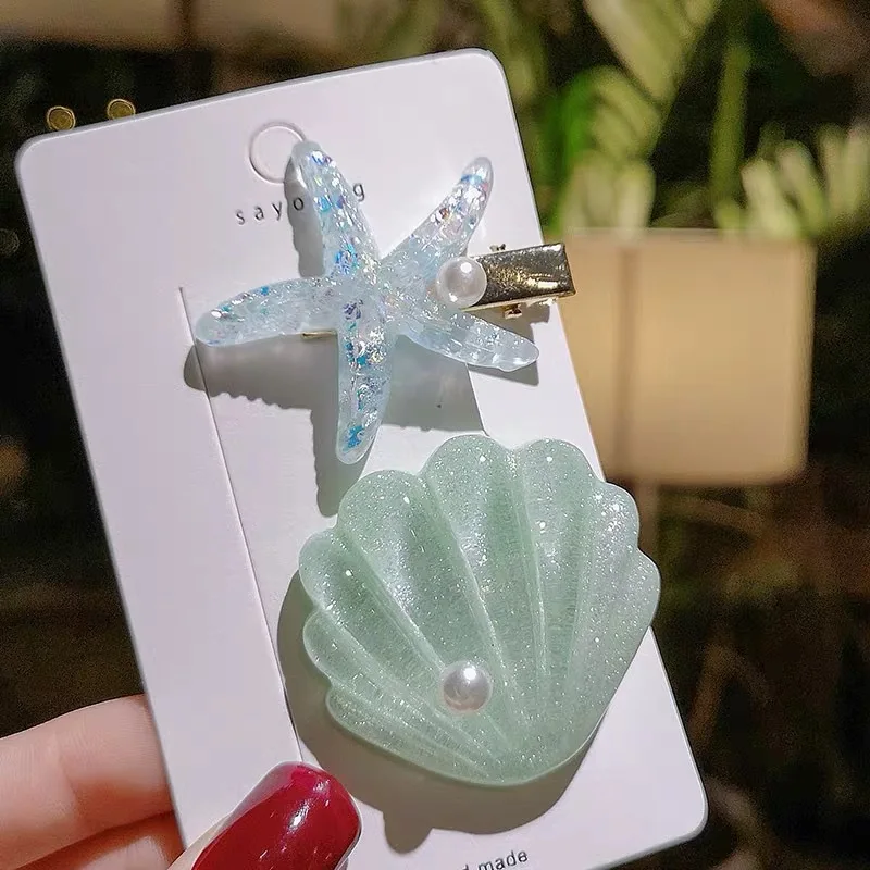 Pinzas para el pelo de concha de estrella de mar para mujer, horquillas elegantes, pasadores de fiesta de vacaciones en la playa de verano,