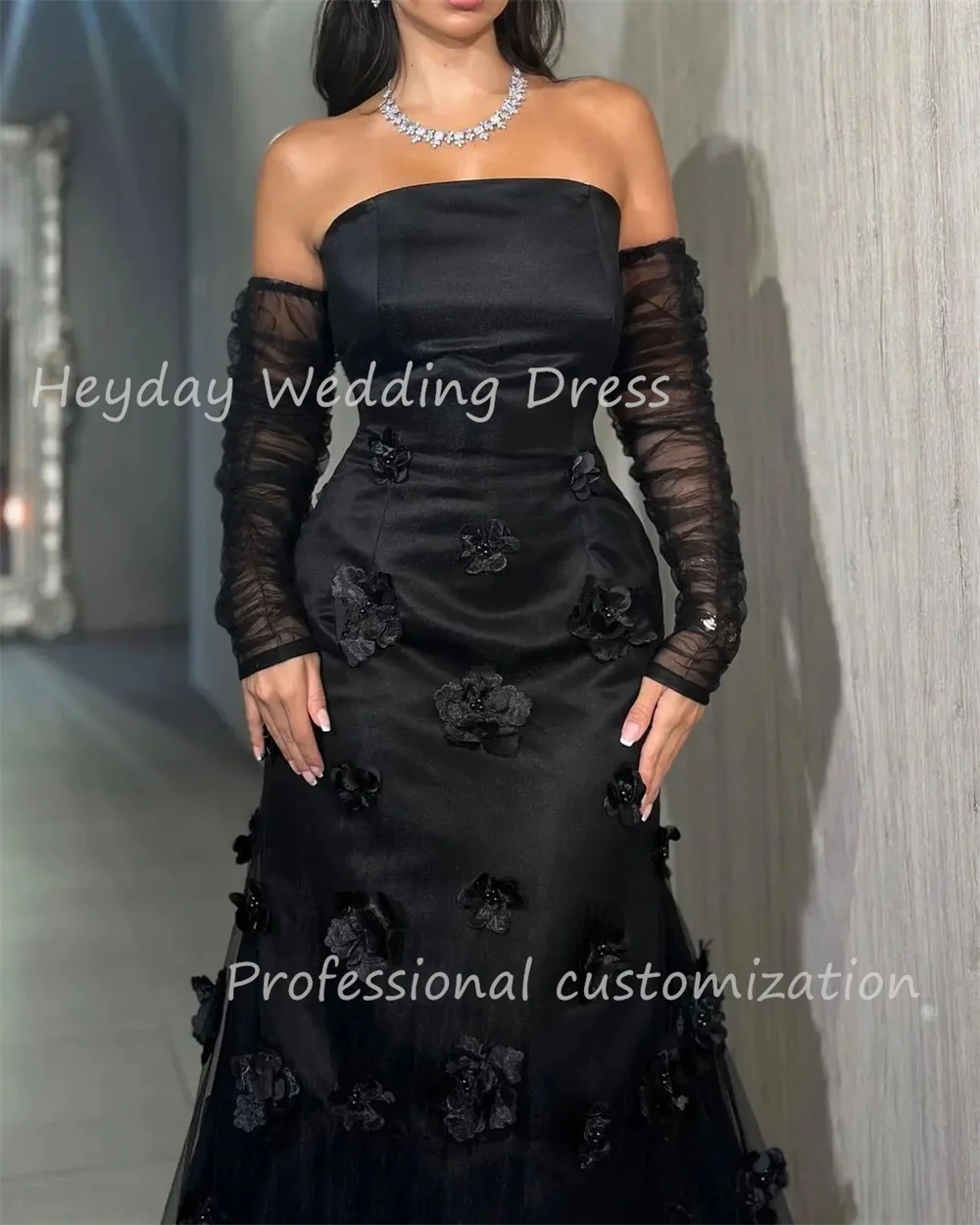 女性のための花の空中ブランコドレス,エレガントなイブニングドレス,ストラップレス,手作り,フォーマル,2021, 2024