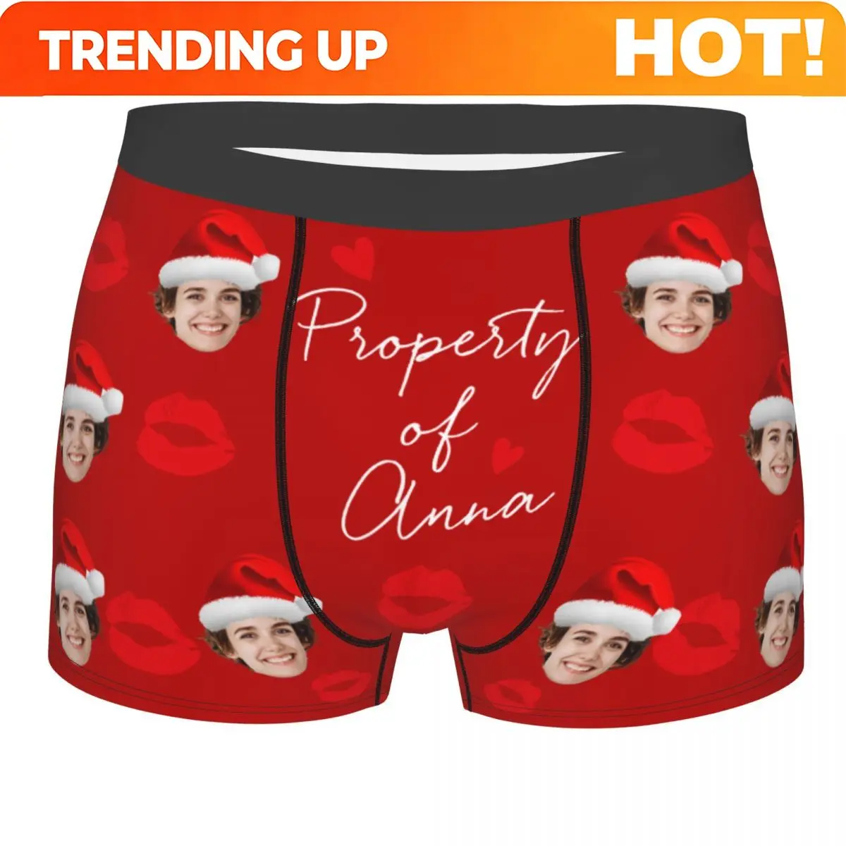 Men Personalized Face Photo Custom Christmas Gifts Long Underwear Funny Boxer Briefs Shorts Panties Homme Breathable Underpants