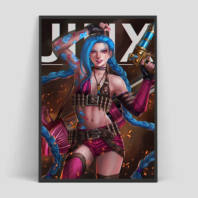 League of Legends Arcane Jinx Game Poster Decoration Pictures Room Wall Decor Print Painting on Canvas Home Decorations Art Home