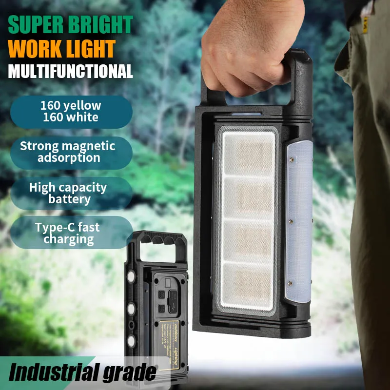 Rechargeable Outdoor Handheld Work Light High Brightness Magnetic Portable Floodlight With Large Capacity Battery