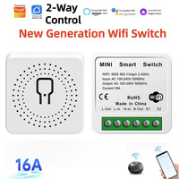 2-Way Control Mini Wifi DIY Light Switch 16A Tuya Smart Life Voice Remote Control Intelligent Switches Works Alexa Google