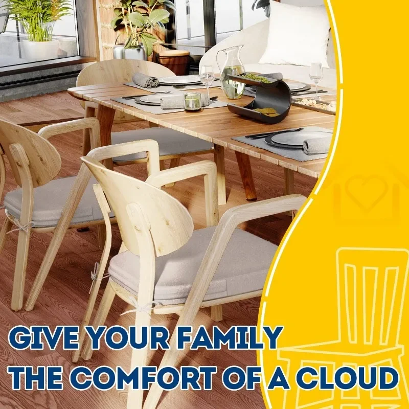 Thick Chair Cushions, Removable, Machine Washable Cover and Ties,  Pads for Indoor Dining Room  Kitchen s