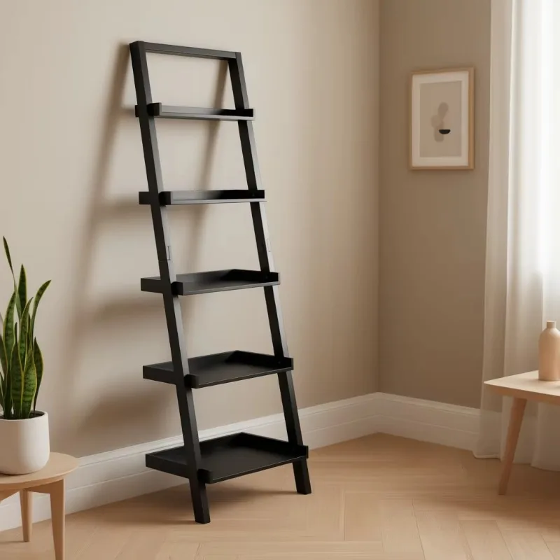 5-Floor Black Sloping Shelf Independent Display Storage Shelf Living Room