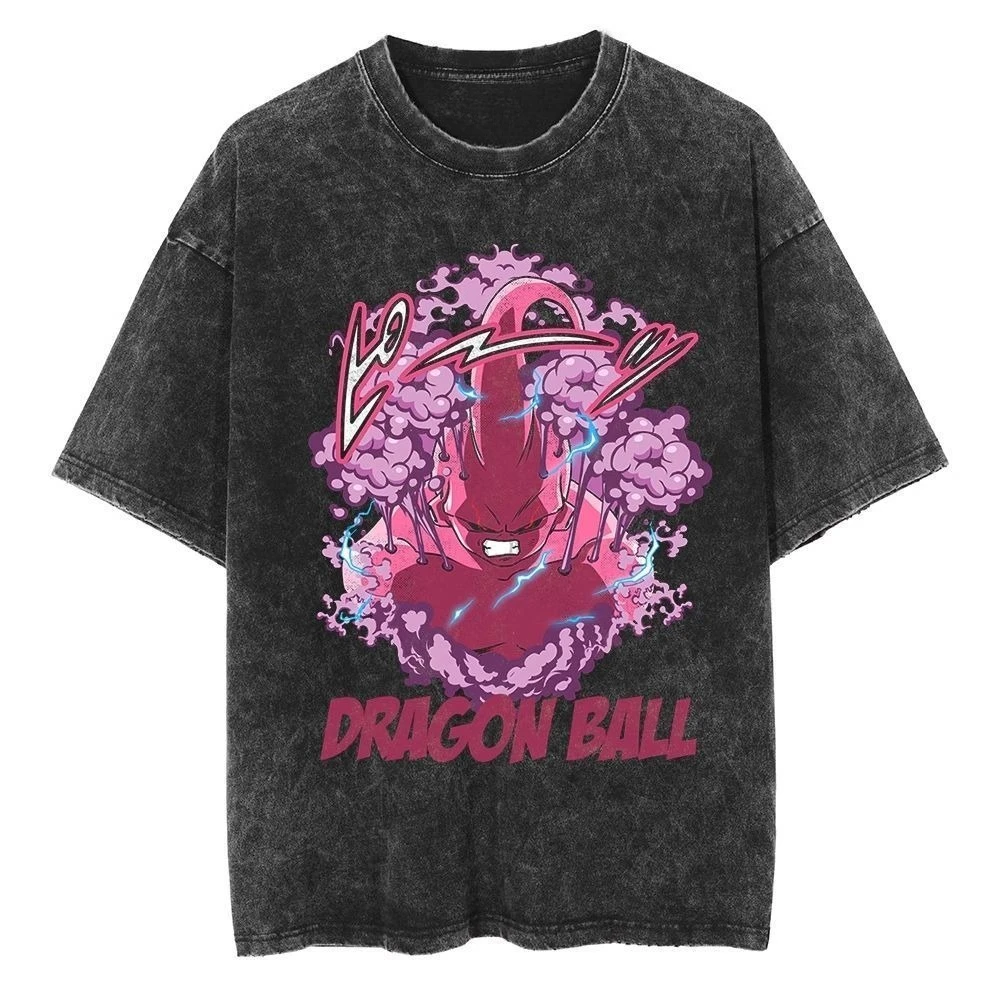

Dragon Ball Hip Hop Oversized Washed Anime T-shirts Men Black Vintage Tees Men's Fashion Loose T Shirt Man Women Casual Tshirt