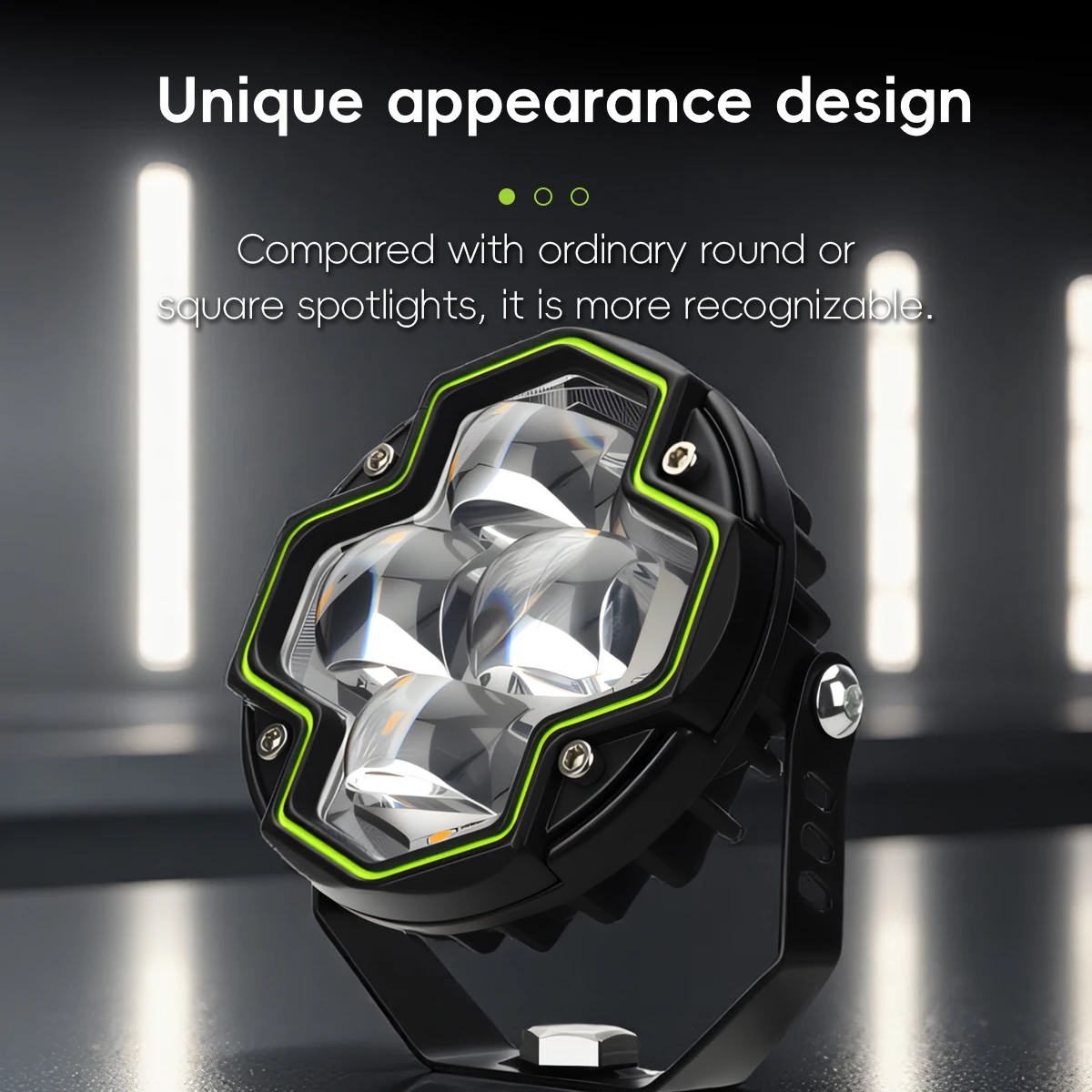 Motorcycle LED 4 Lens Round Shaped Spotlight With Switch Dual Color Flash Light High Low Beam Auxiliary Headlight Driving Lamp