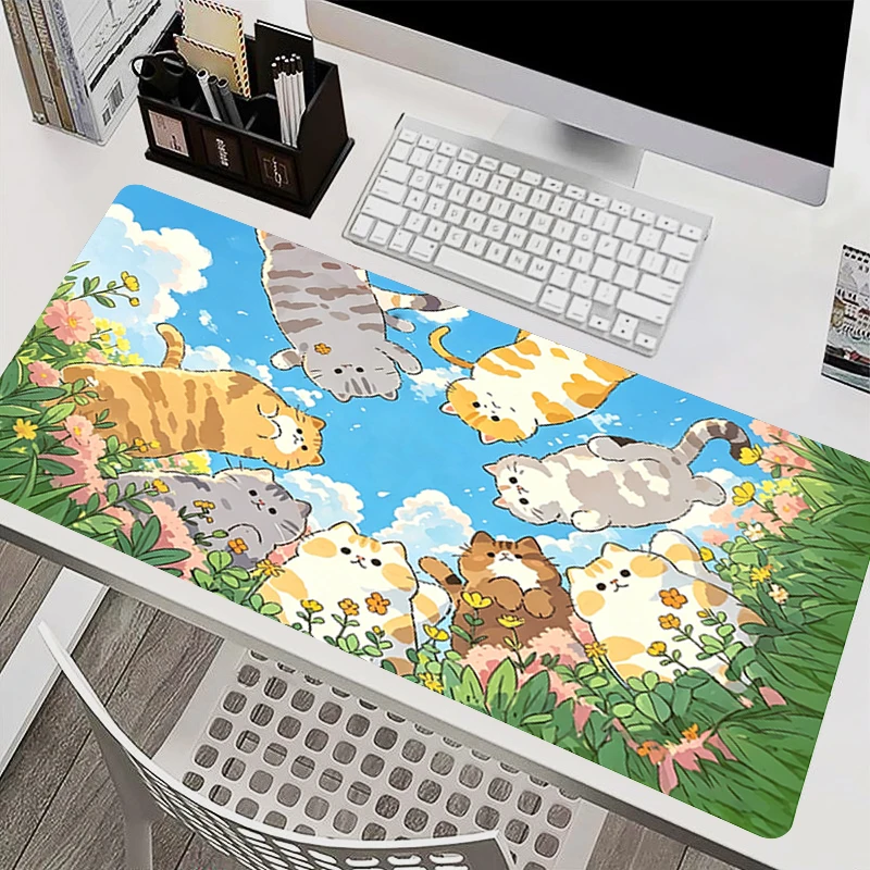 Rubber Mouse Pad Anime cat Extended Mouse Pad kawaii Carpet Game PC Computer Keyboard Desk Mat Gaming Accessories Large Mousepad