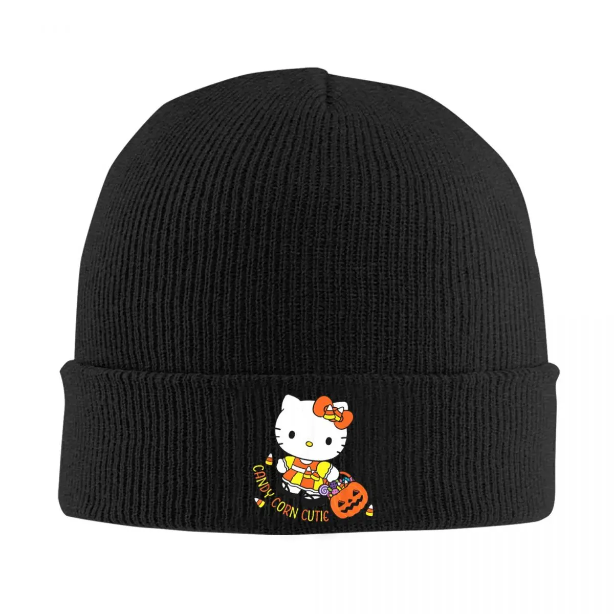 Halloween Hello Kitty Candy Corn Cutie Bonnet Hats Skullies Beanies Men Women Thermal Elastic Beanie Hats Spring Gym Custom Cap