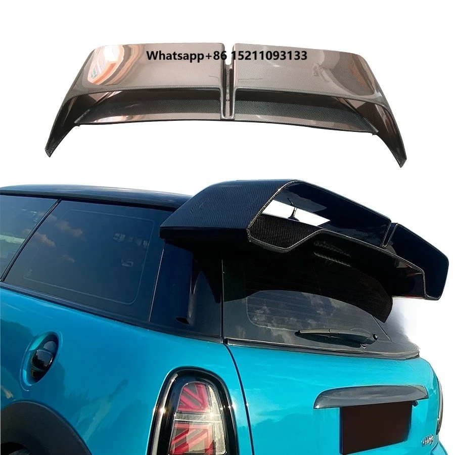 LARIDAS GP3 Style Wet Carbon Fiber Polished Finish Rear Spoiler for MINI COOPER S JCW R56 2007-2012 Double Deck Roof Wing