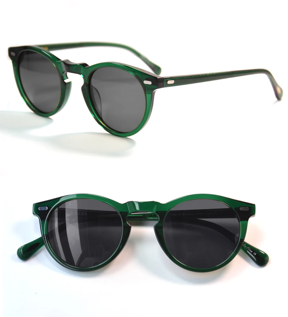 Trending Gregory Peck OV5186 Kreis Transparenter Achat Grüner Rahmen Polarisierte UV400 Sonnenbrille Retro Runde Sundown Fade Brillen – Detail 2