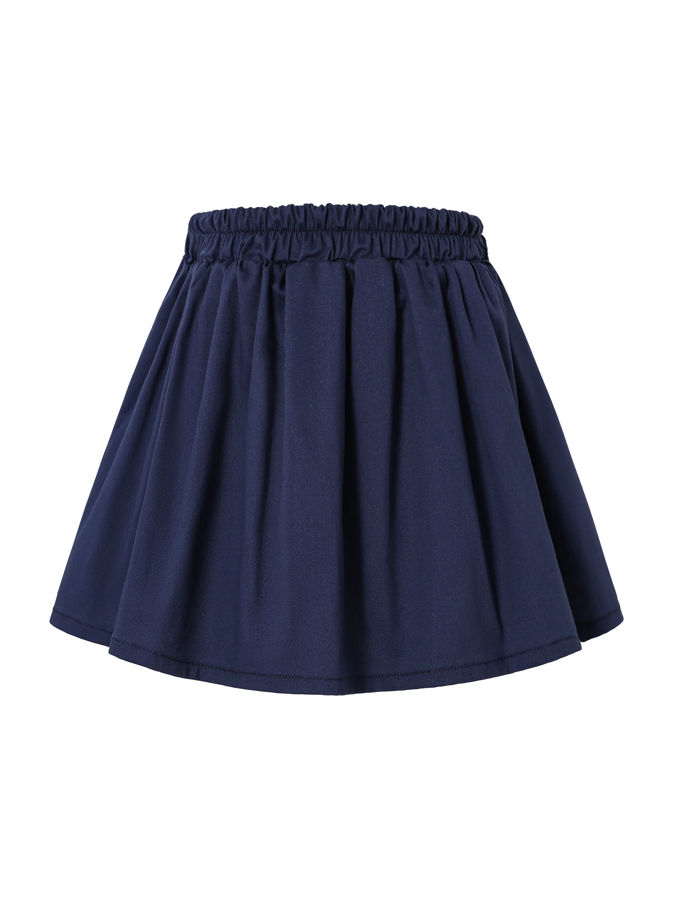 2026 New Summer Autumn Blue School Style Pleated Skirt for Baby Girls, Elastic Waist Kids Short Half Skirt