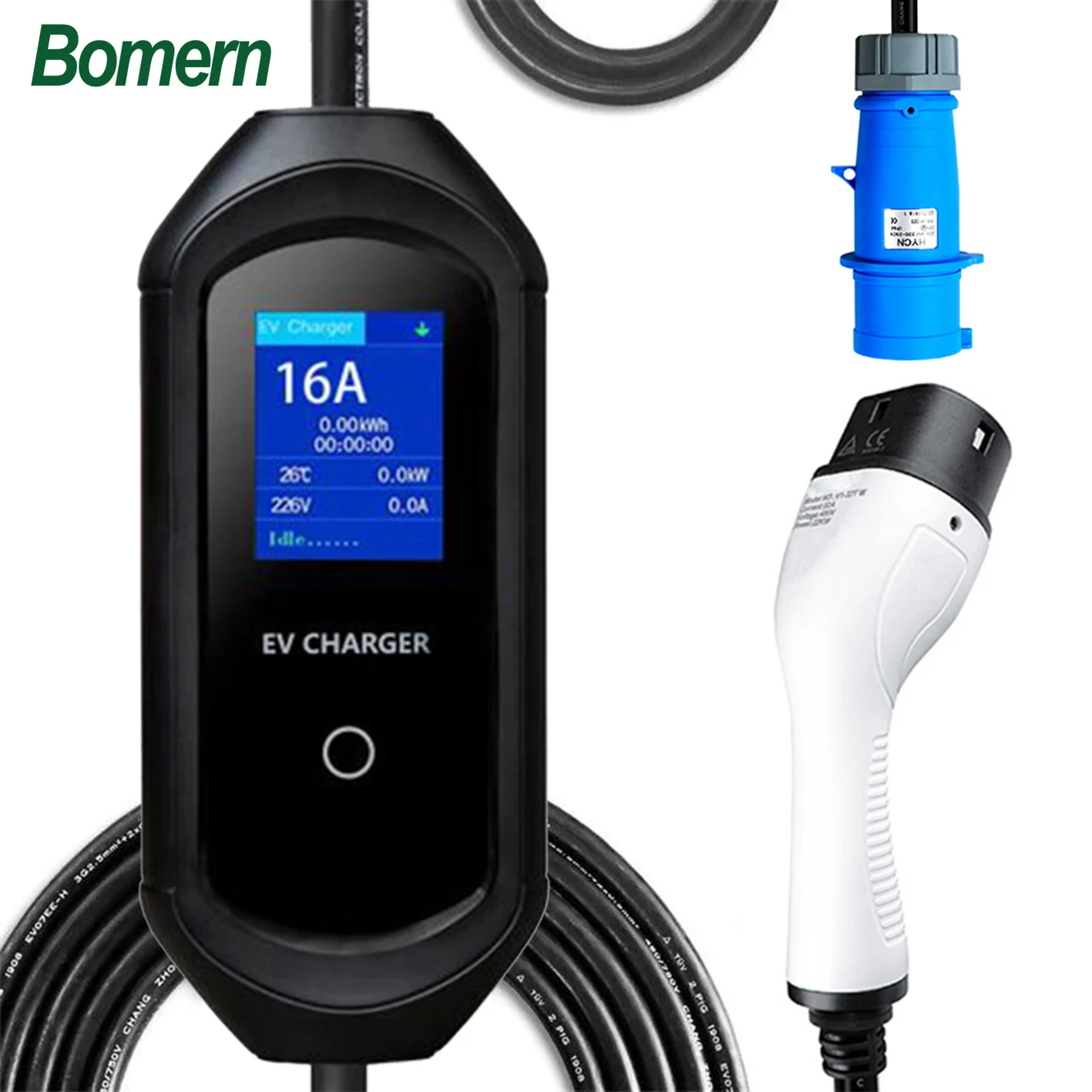 Smart electric car charger 240v 32A IEC62196-2 type 2 7kw with blue CEE for NACS