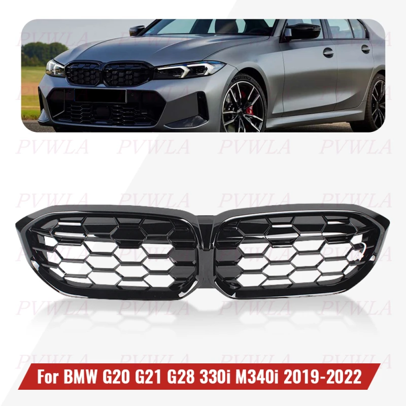 

For BMW 3 Series G20 G21 320i 330i 330e M340i 2019 2020 2021 2022 Black Grille Cover Middle Net Car Accessories 51138072085