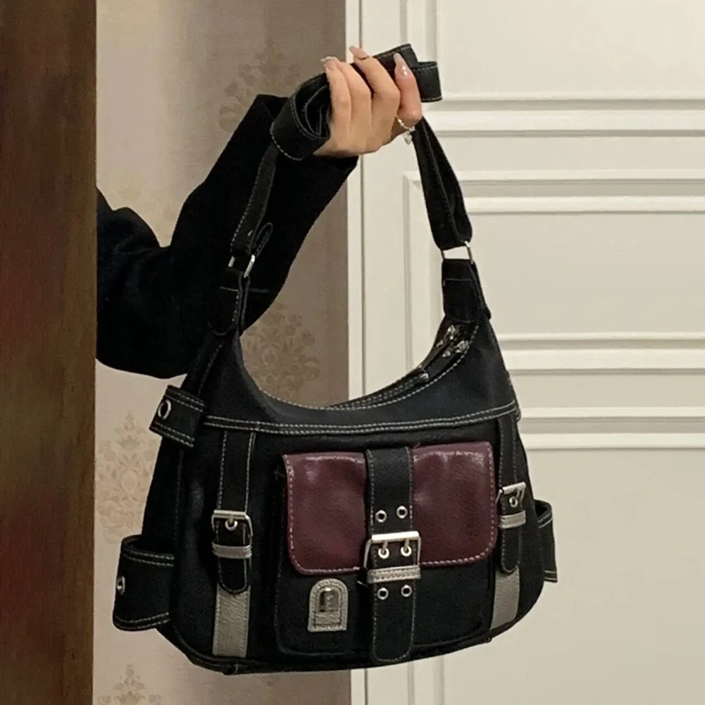 Y2K Vintage torba na ramię Crossbody torba z skórzana Tote PU damska wszechstronna miękka torba kobiecy Trend torby listonoszki torba ze sznurkiem