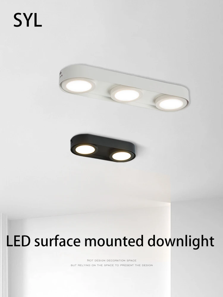 Led Downlight Surface Mounted Ceiling Lamp Ultra-thin  Spot Light 2 Heads 3Heads Indoor Lighting Long Strip 110V220V White Black