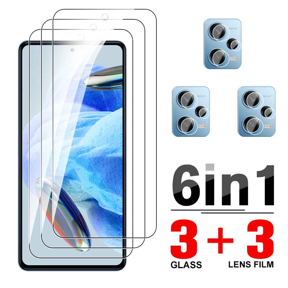 6in1 Protective Glass Case For Xiaomi Redmi Note 12 Pro Tempered glass Redmy Note12 Pro+ 12Pro Plus 12S Camera Screen Protectors