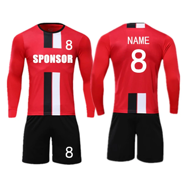 

Kids Adult Long Sleeve Soccer Jersey Set Child Men Survetement Football Kit Boys Girls Training Suit Football Uniform Customized