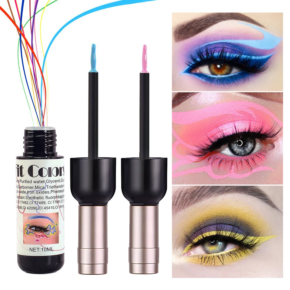 Red Wine Bottle Liquid Eyeliner Brush Pen Ultra-fine Waterproof Lasting Quick-Dry Matte Neon Blue Pink Liquid Eye Liner Makeup