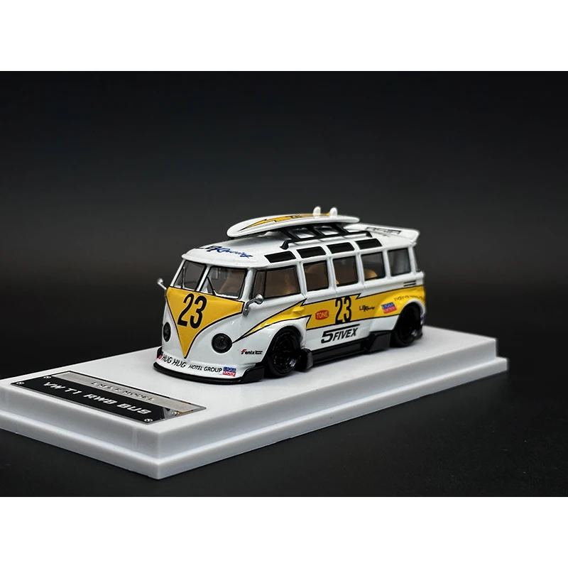 LMLF In Stock 1:64 Kombi T1 Yellow Flash 23# Diecast Diorama Car Model Collection Miniature Toys