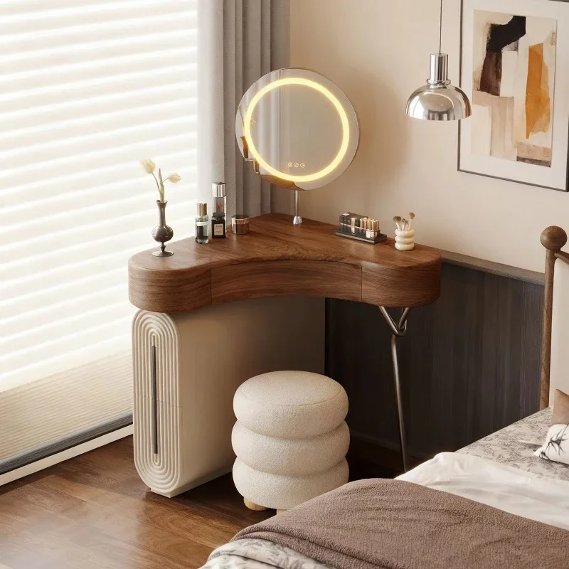 Modern lamp mirror corner triangle solid wood dresser storage integrated small apartment bedroom
